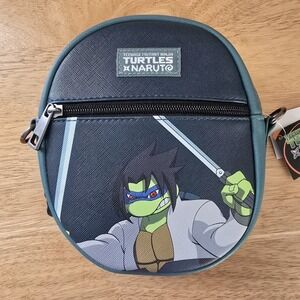 TMNT x Naruto‎ Leonardo Sasuke Crossbody Bag Nickelodeon 2 Zipper Pouches NWT